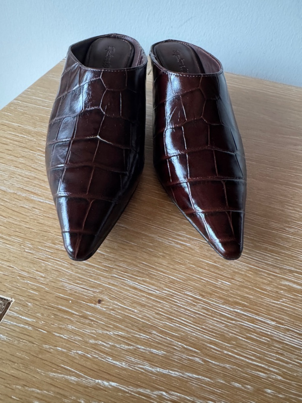 NWOB MADEWELL Women’s The Emilie Heeled Mule Chocolate Raisin Croc Size 7 - Picture 10 of 16